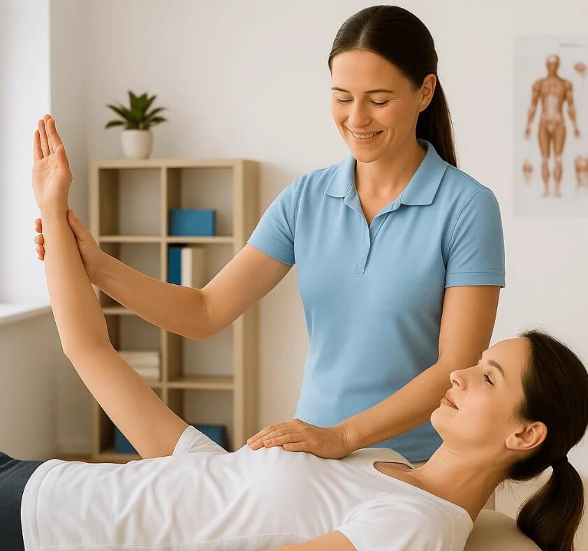 Physiotherapie Teltow – Finden Sie die beste Praxis für Ihre Bedürfnisse in 14513 1 Physiotherapeutin behandelt Patient in moderner Praxis in Teltow