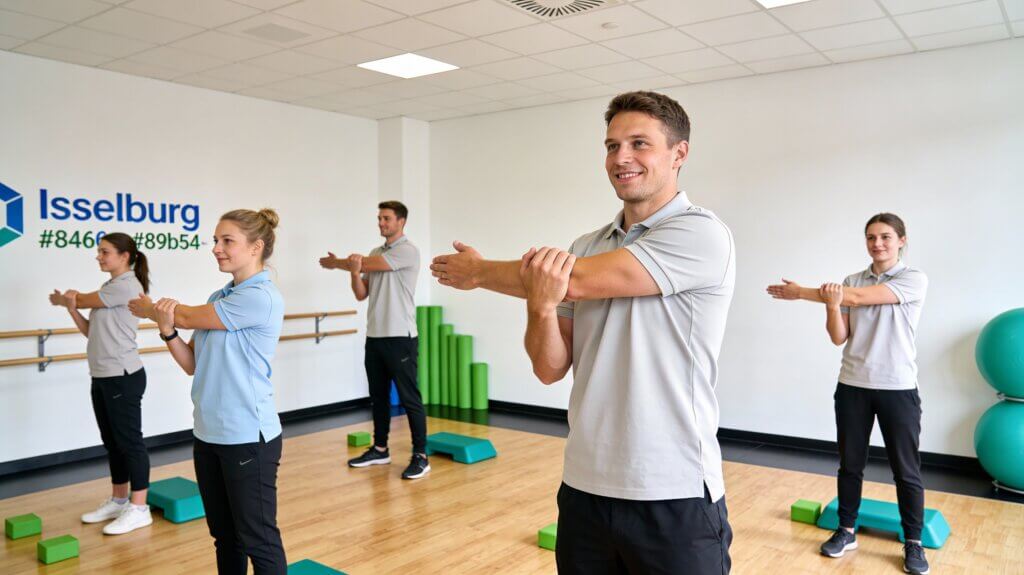 Physiotherapie Isselburg – Bewegungsübungen in freundlichem Trainingsraum ohne Schrift